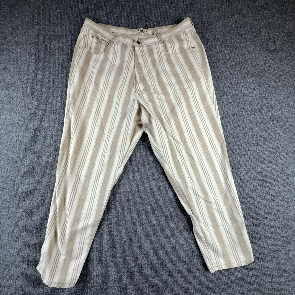 Vintage Venezia Jeans Womens 24 Beige Stripe High Rise Relaxed Tapered Denim 90s